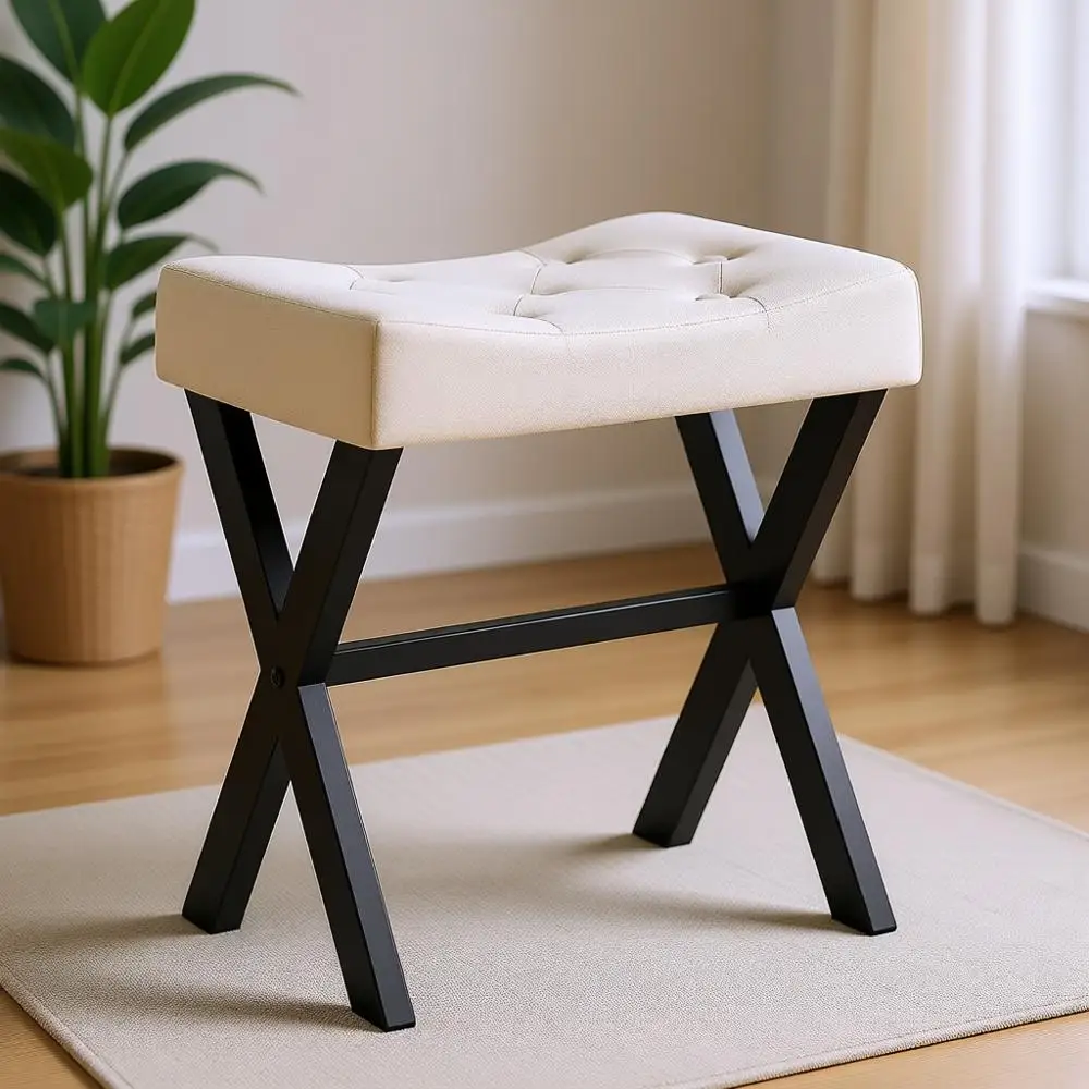 U-Shaped Linen Vanity Stool, Square Makeup Chair with X-Leg Design, Multi-Purpose Ottoman, Ideal for Bedroom or Living Room
U-Shaped Linen Vanity Stool, Square Makeup Chair with X-Leg Design, Multi-Purpose Ottoman, Ideal for Bedroom or Living Room