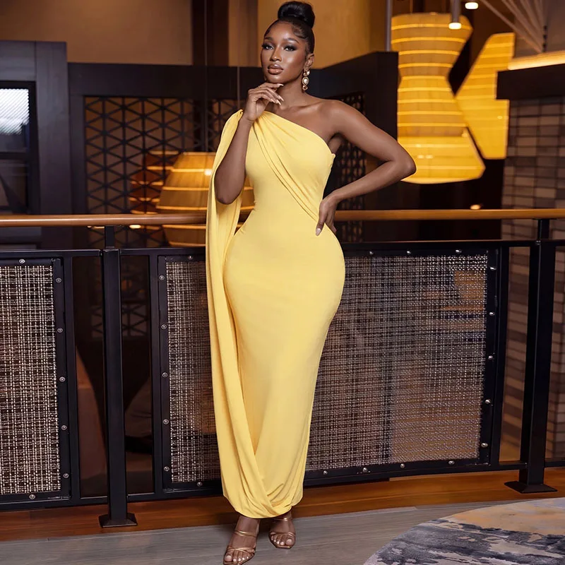 Doyerl Solid One Shoulder Bodycon Maxi Dress Woman Elegant Formal Evening Ruched Sheath Slim Prom Club Party Long Dresses Robe
Doyerl Solid One Shoulder Bodycon Maxi Dress Woman Elegant Formal Evening Ruched Sheath Slim Prom Club Party Long Dresses Robe