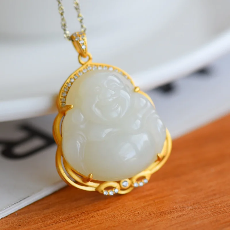 Natural Hetian S925 Silver Inlaid White Maitreya Laughing Buddha Necklace Jade Pendant Men A
Natural Hetian S925 Silver Inlaid White Maitreya Laughing Buddha Necklace Jade Pendant Men A