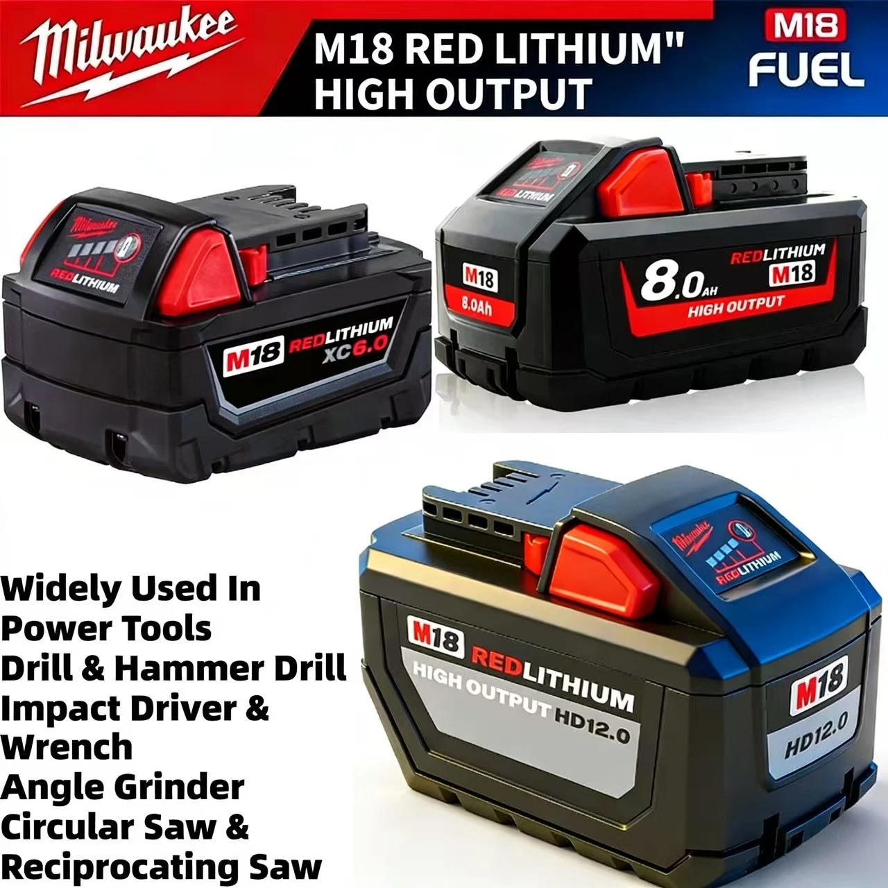 100% New Milwaukee M18 Battery Li-Ion Replacement Battery For Milwaukee 18v M18 2804-20 2834-20 48-11-2830 0730-20 Tool battery
100% New Milwaukee M18 Battery Li-Ion Replacement Battery For Milwaukee 18v M18 2804-20 2834-20 48-11-2830 0730-20 Tool battery