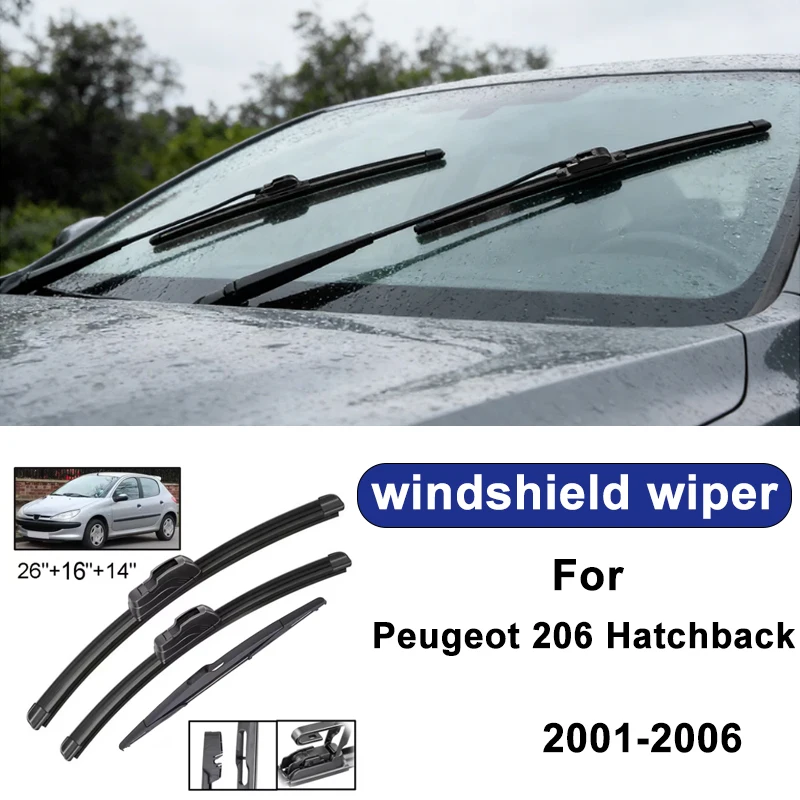 For Peugeot 206 Hatchback 2001-2006 car windshield front/rear wipers, silent wiper blades,car blade brush accessories
For Peugeot 206 Hatchback 2001-2006 car windshield front/rear wipers, silent wiper blades,car blade brush accessories