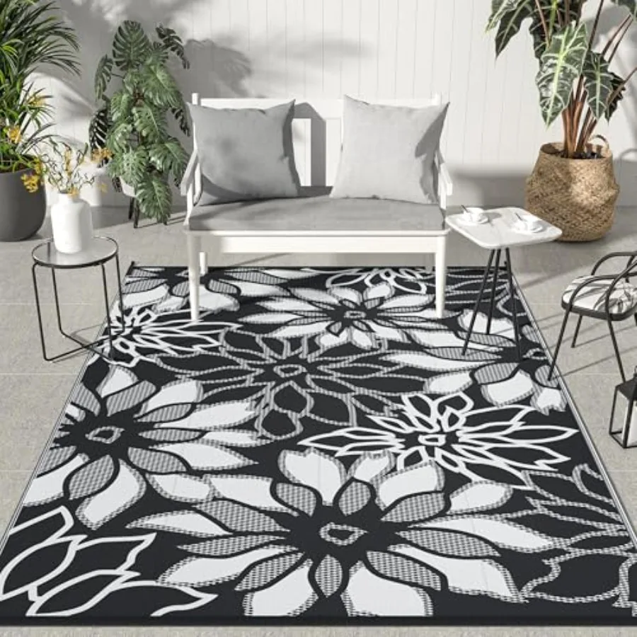 Outdoor Rug Waterproof for Patio Decor, 9' x 12' Reversible Plastic Straw Floral Camping Carpet, Large Area Rugs Mats for RV Ca
Outdoor Rug Waterproof for Patio Decor, 9' x 12' Reversible Plastic Straw Floral Camping Carpet, Large Area Rugs Mats for RV Ca