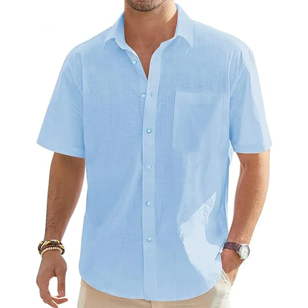 Men's Solid Color Cotton Linen Short Sleeve Shirts Vacation Beach Summer Tops with Pocket Casual Lightweight Button Shirts
Men's Solid Color Cotton Linen Short Sleeve Shirts Vacation Beach Summer Tops with Pocket Casual Lightweight Button Shirts