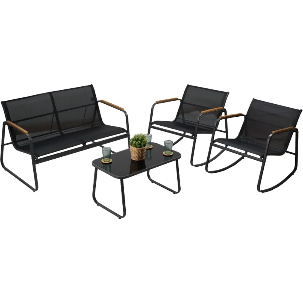 4 Piece Patio Furniture Set Outdoor Conversation Set with 2 Patio Dining Chairs and Tempered Coffee Table
4 Piece Patio Furniture Set Outdoor Conversation Set with 2 Patio Dining Chairs and Tempered Coffee Table