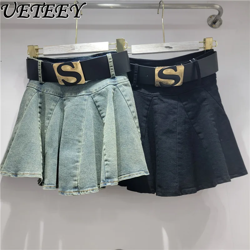 Retro Denim Sweet Pleated Mini Skirt Women's Spring and Summer New Age Reduction Versatile High Waist A-shaped Short Skirts
Retro Denim Sweet Pleated Mini Skirt Women's Spring and Summer New Age Reduction Versatile High Waist A-shaped Short Skirts