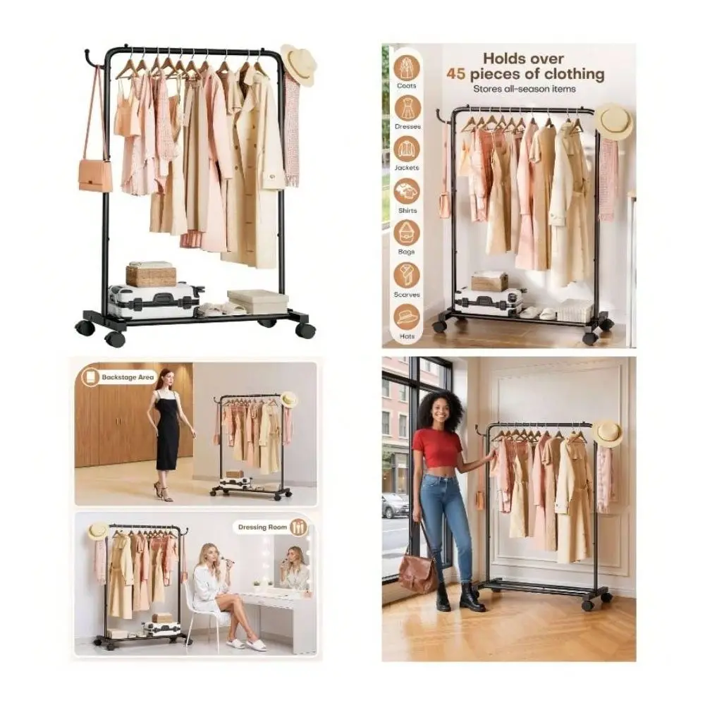 Clothes Rack With Hooks Standing Garment Storage Indoor Hanging Rod Bedroom Laundry Room Coat Dress Organizer On Wheels With Lu
Clothes Rack With Hooks Standing Garment Storage Indoor Hanging Rod Bedroom Laundry Room Coat Dress Organizer On Wheels With Lu