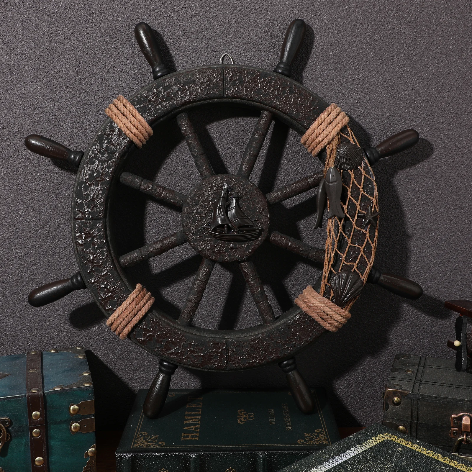 Retro Rudder Wall Hang Decorative Boat Steering Wheel Large Size Hand Painted Mediterranean Style Wooden Pendant Ship Wheel Wall
Retro Rudder Wall Hang Decorative Boat Steering Wheel Large Size Hand Painted Mediterranean Style Wooden Pendant Ship Wheel Wall
