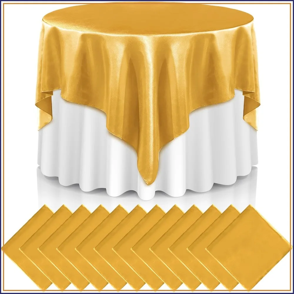 12 Pcs 72 Inch Square Satin Tablecloth Overlay Smooth Fabric Table Cover for Party Wedding Banquet Decoration
12 Pcs 72 Inch Square Satin Tablecloth Overlay Smooth Fabric Table Cover for Party Wedding Banquet Decoration