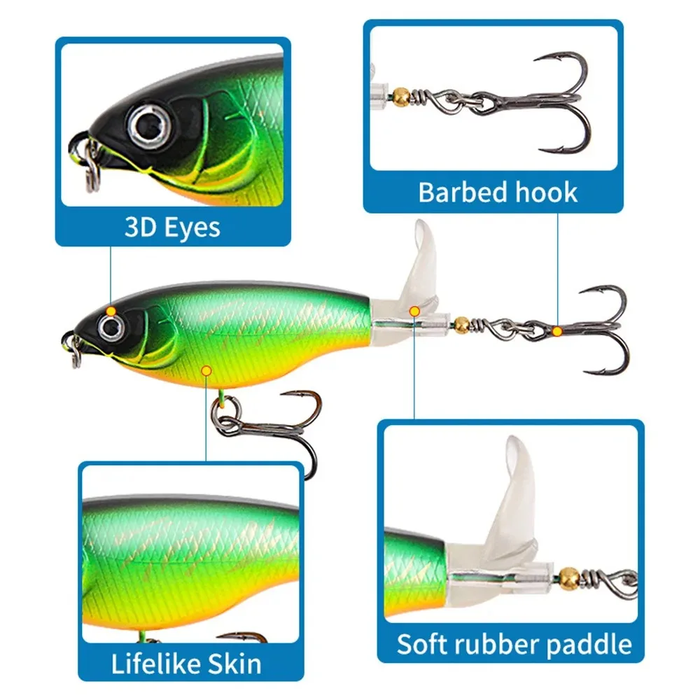 Whopper Popper Topwater Fishing Lure Wobbler Artificial Hard Bait Bass Plopper with Soft Rotating Tail Fishing Tackle
Whopper Popper Topwater Fishing Lure Wobbler Artificial Hard Bait Bass Plopper with Soft Rotating Tail Fishing Tackle
