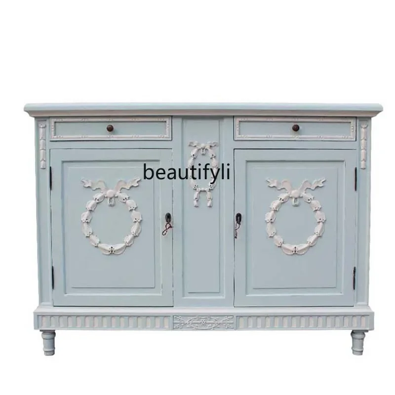 B6 American solid wood carving flower retro whitening porch cabinet TV cabinet Storage storage side cabinet
B6 American solid wood carving flower retro whitening porch cabinet TV cabinet Storage storage side cabinet