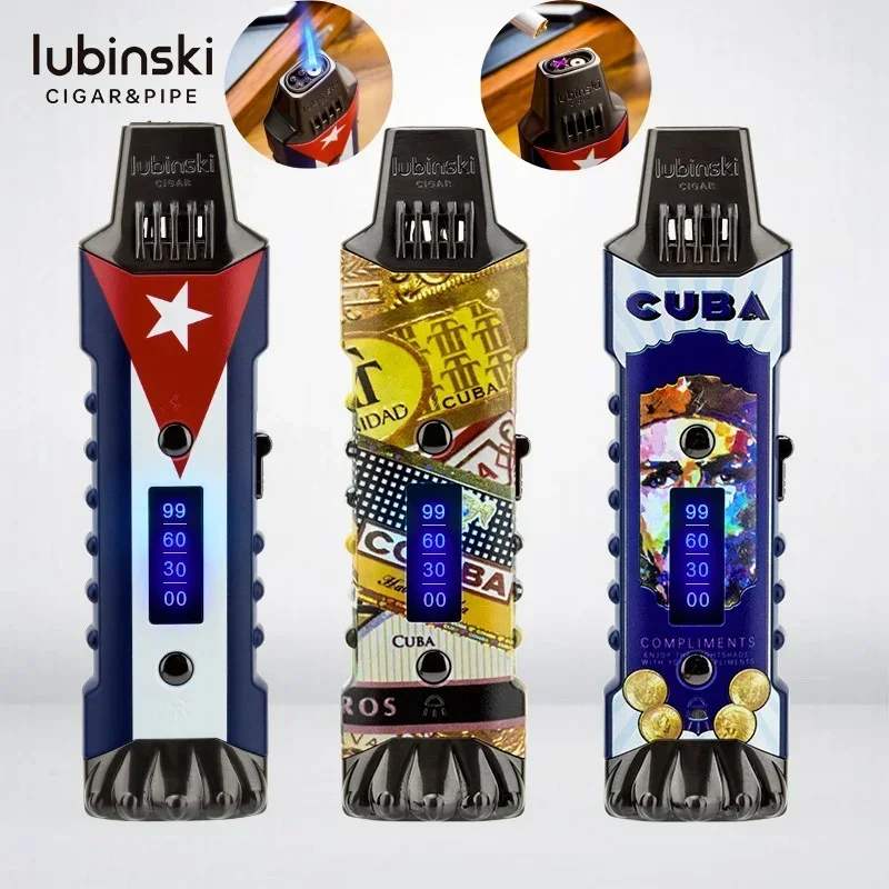 LUBINSKI уличная ветрозащитная металлическая турбо-зажигалка для сигар, бутановая газовая USB мощная дуговая импульсная зажигалка, мужской инструмент для выбора
LUBINSKI уличная ветрозащитная металлическая турбо-зажигалка для сигар, бутановая газовая USB мощная дуговая импульсная зажигалка, мужской инструмент для выбора