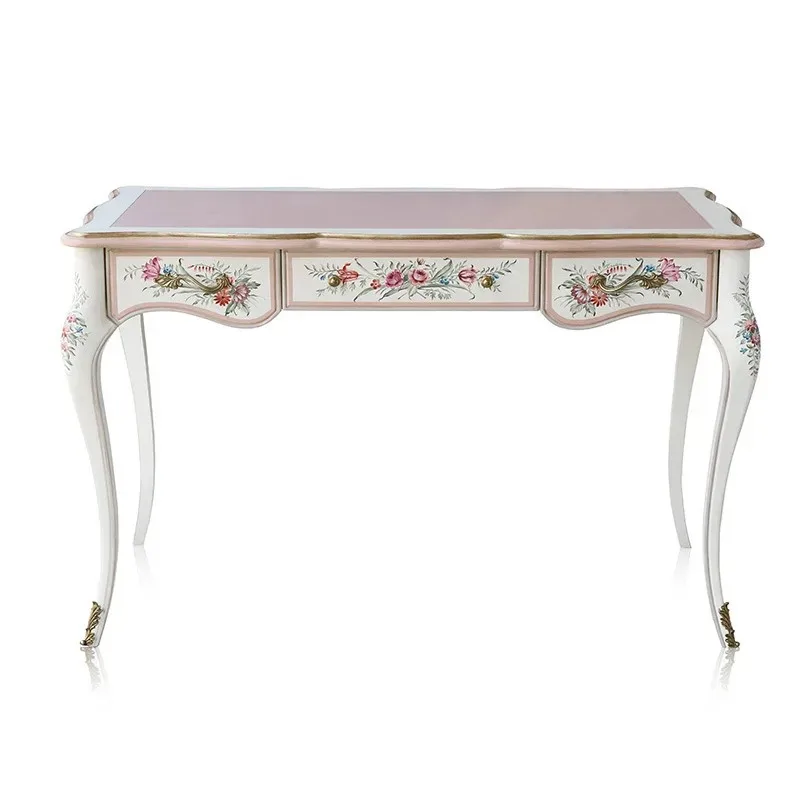 Neoclassical French hand-painted desk birch engraved desk villa bedroom pink writing desk furniture
Neoclassical French hand-painted desk birch engraved desk villa bedroom pink writing desk furniture
