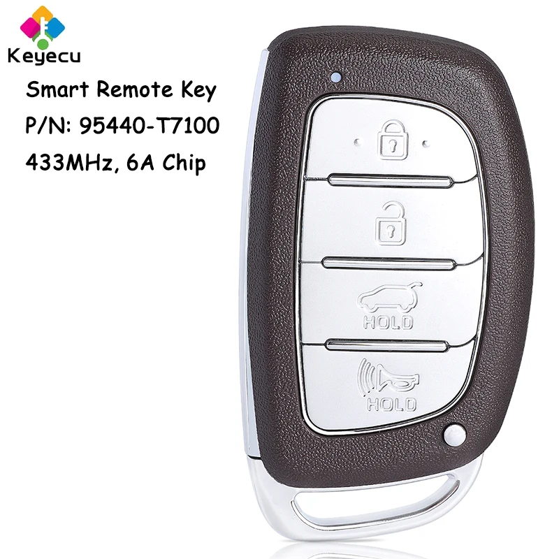 KEYECU Replacement Smart Remote Control Car Key With 4 Button 433MHz 6A Chip for Hyundai I20 2021+ Fob P/N: 95440-T7100
KEYECU Replacement Smart Remote Control Car Key With 4 Button 433MHz 6A Chip for Hyundai I20 2021+ Fob P/N: 95440-T7100