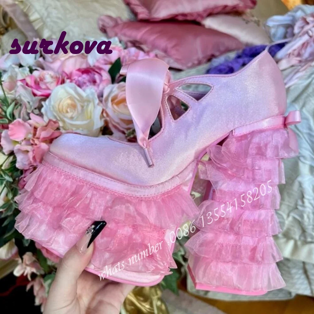 Pink Lace Platform Lolita Pumps Round Toe Satin Chunky Heels Shallow Women's Pumps Party Wedding Shoes Sexy 2022 New Designer
Pink Lace Platform Lolita Pumps Round Toe Satin Chunky Heels Shallow Women's Pumps Party Wedding Shoes Sexy 2022 New Designer