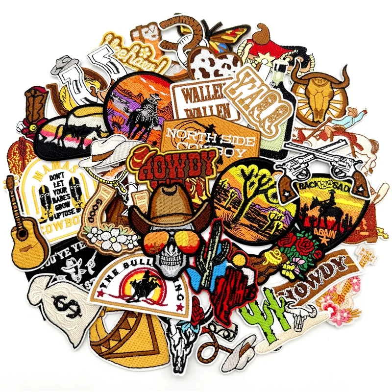 40 шт./лот, новые западные ковбойские вышитые нашивки, аппликация для одежды, сделай сам, железные/пришивные нашивки, полосы, наклейки 
40 шт./лот, новые западные ковбойские вышитые нашивки, аппликация для одежды, сделай сам, железные/пришивные нашивки, полосы, наклейки