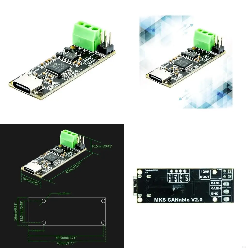 896F Canable 2.0 Canbus Приемопередатчик USB к CAN Анализаторы протокола Can2.0 Серийный контроллер Canable на основе 
896F Canable 2.0 Canbus Приемопередатчик USB к CAN Анализаторы протокола Can2.0 Серийный контроллер Canable на основе
