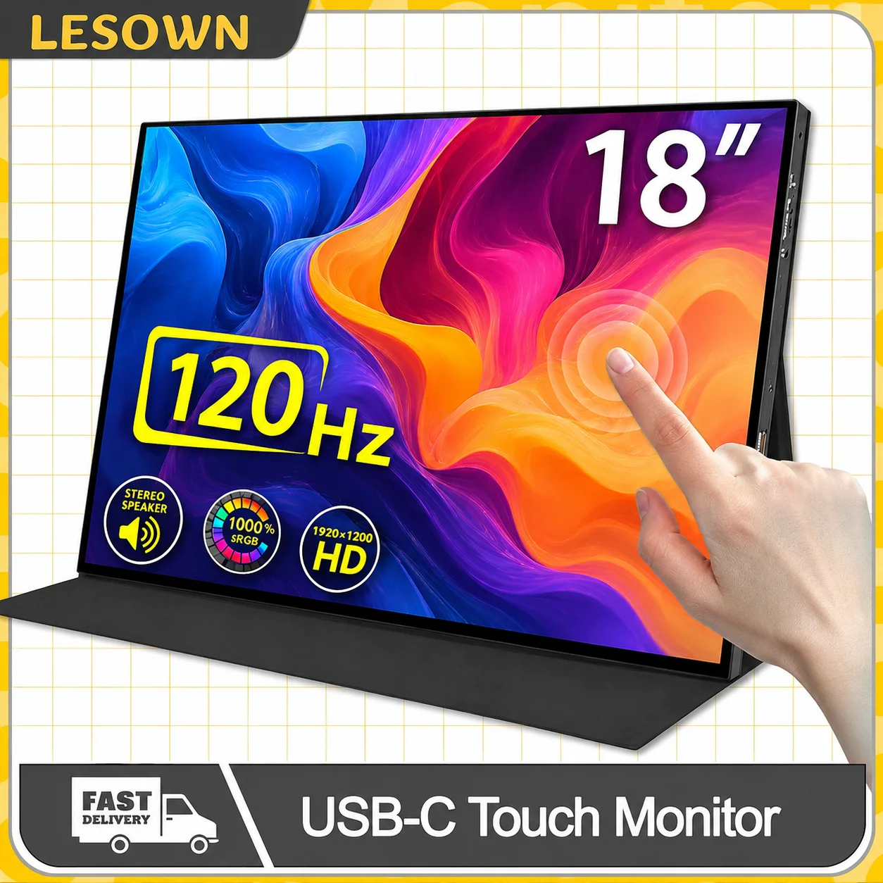 LESOWN 18.0 Inch Capacitive Touch Travel Screen 2K Driverless Mobile Monitor with Dual Speakers for Steam Deck
LESOWN 18.0 Inch Capacitive Touch Travel Screen 2K Driverless Mobile Monitor with Dual Speakers for Steam Deck