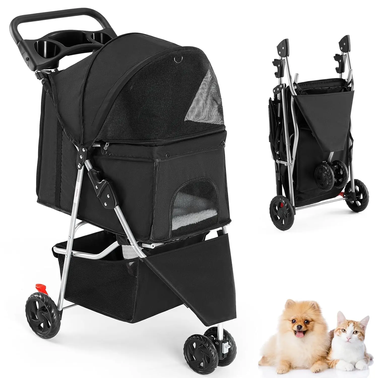 3-Wheel Pet Stroller for Small Dogs & Cats, Lightweight Foldable Carrier with Storage Basket, Breathable Mesh Design
3-Wheel Pet Stroller for Small Dogs & Cats, Lightweight Foldable Carrier with Storage Basket, Breathable Mesh Design