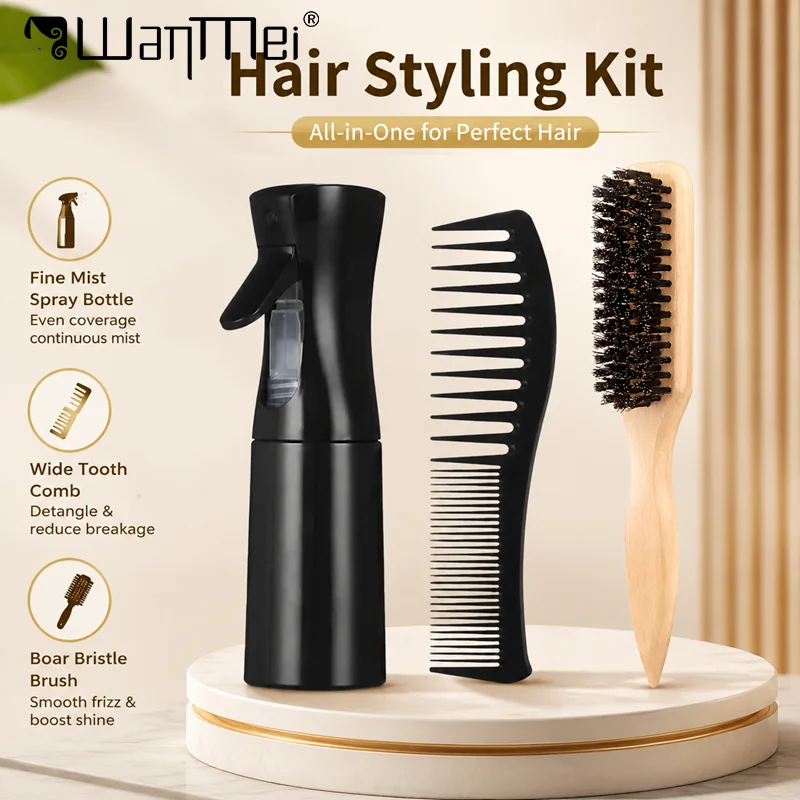 3pcs Professional Hair Care Kit Boar Bristle Brush Double-sided Wide Tooth Comb Continuous Spray Bottle Hair Styling Tools Salon
3pcs Professional Hair Care Kit Boar Bristle Brush Double-sided Wide Tooth Comb Continuous Spray Bottle Hair Styling Tools Salon