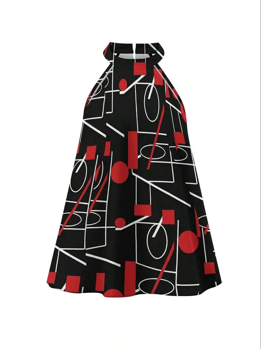 Geometric Abstract Print Women Halter Neck Dress Red Black White Casual Summer Knit
Geometric Abstract Print Women Halter Neck Dress Red Black White Casual Summer Knit