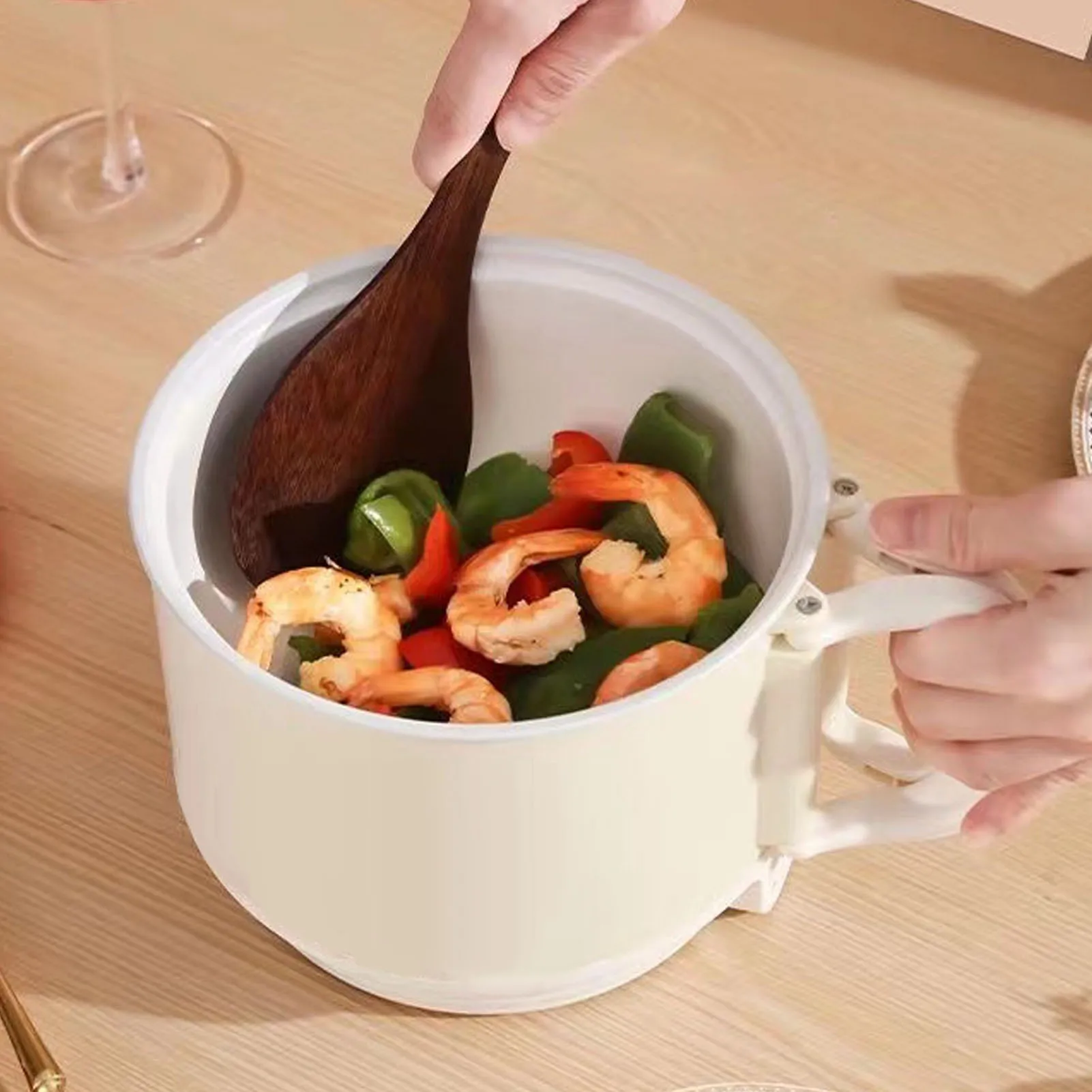 Electric Cooking Pot Quick Heating Mini Electric Cooker with Foldable Handle for Home Kitchen Beige
Electric Cooking Pot Quick Heating Mini Electric Cooker with Foldable Handle for Home Kitchen Beige