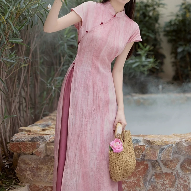 Новый женский винтажный комплект из 2 предметов Qipao & Zen Tea в китайском стиле, элегантный розовый Cheongsam с высоким разрезом и короткими рукавами, модная одежда Y2K
Новый женский винтажный комплект из 2 предметов Qipao & Zen Tea в китайском стиле, элегантный розовый Cheongsam с высоким разрезом и короткими рукавами, модная одежда Y2K