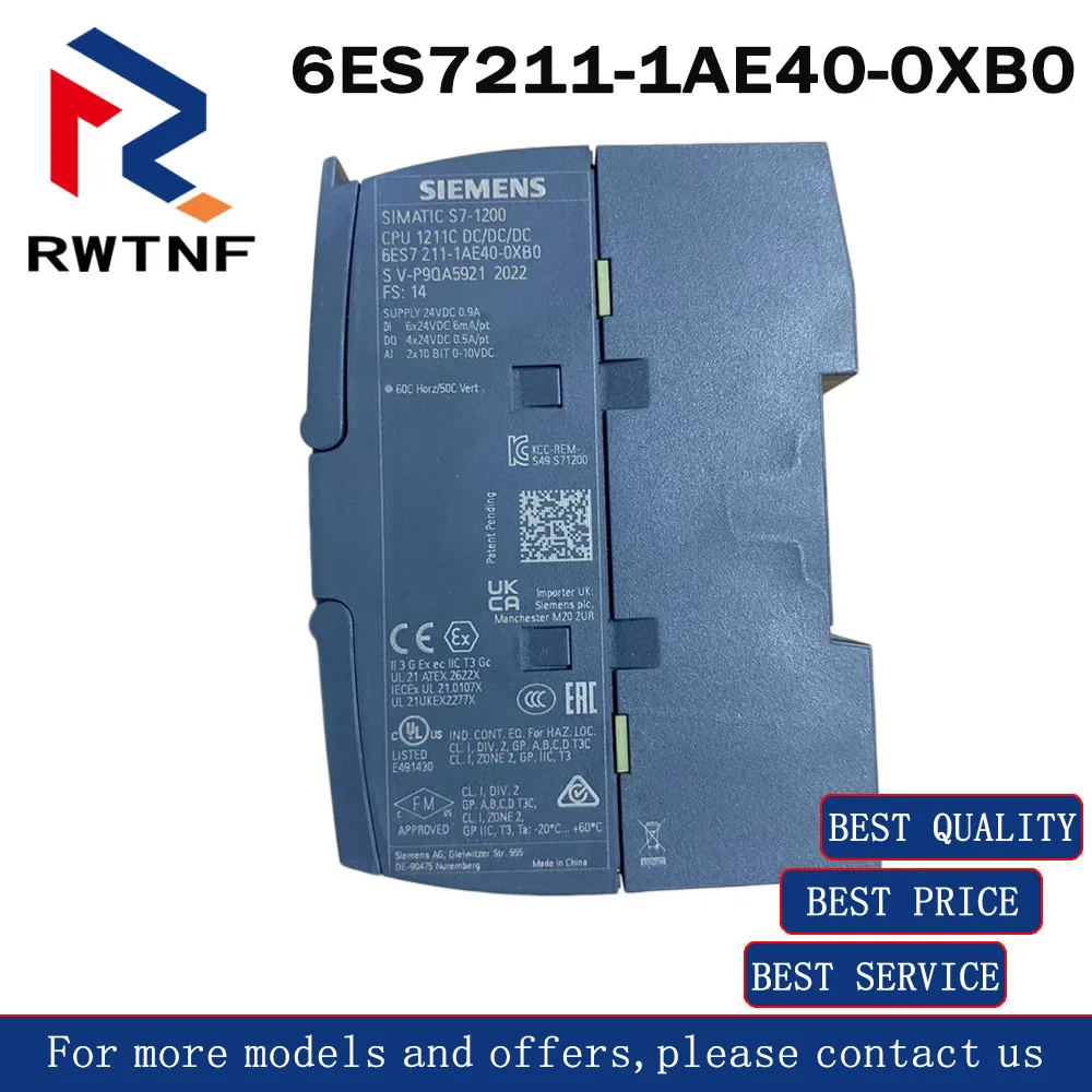 Brand New Genuine 6ES7211-1AE40-0XB0 SIEMENS S7-1200 CPU Module Programmable Logic Controller,100% original warehouse stock
Brand New Genuine 6ES7211-1AE40-0XB0 SIEMENS S7-1200 CPU Module Programmable Logic Controller,100% original warehouse stock