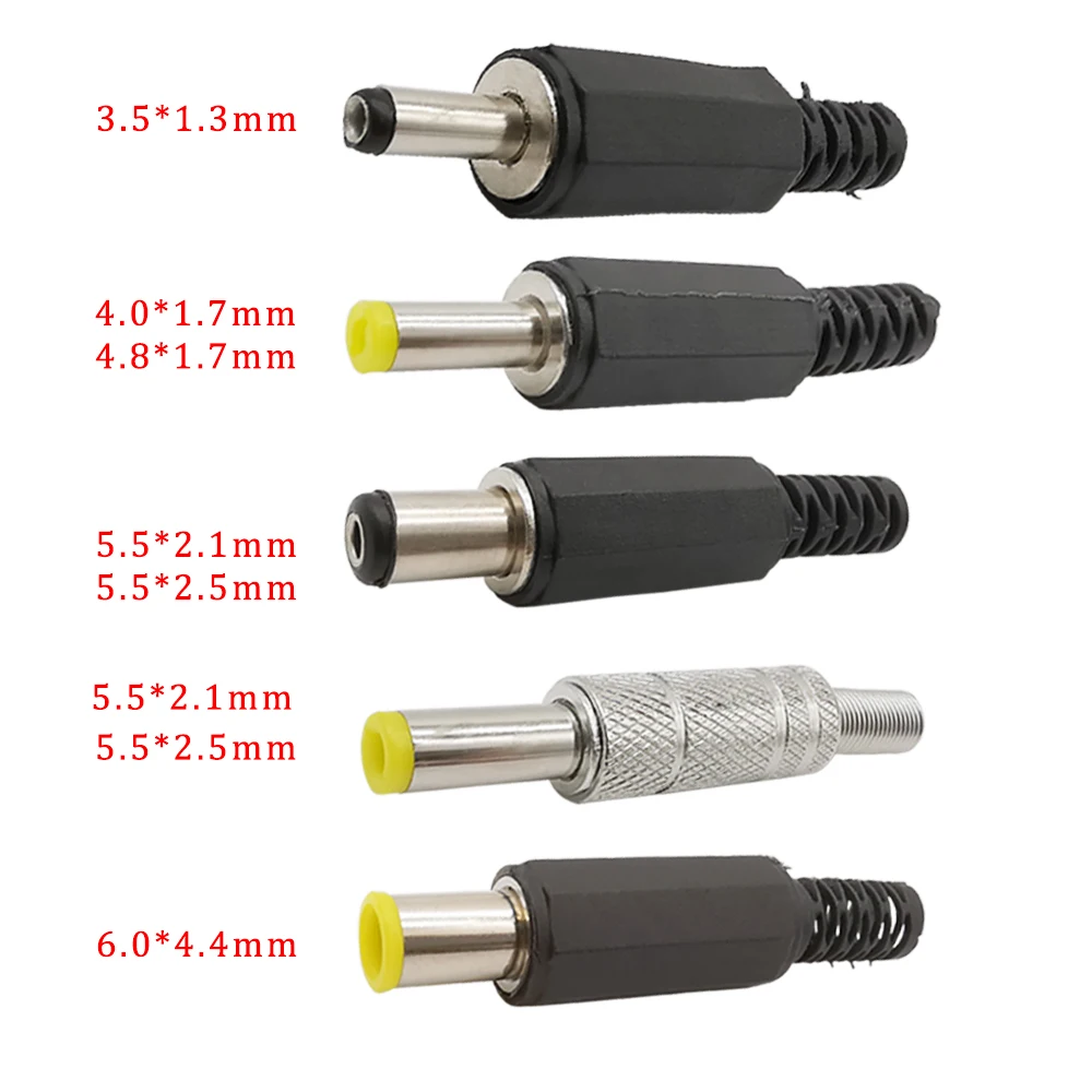 10Pcs DC Power DIY Repair Plug Socket Jack Adapter 3.5*1.3mm 4.0/4.8*1.7mm 6.5*4.4mm 5.5*2.1/2.5mm DC Plug Solder Wire Connector
10Pcs DC Power DIY Repair Plug Socket Jack Adapter 3.5*1.3mm 4.0/4.8*1.7mm 6.5*4.4mm 5.5*2.1/2.5mm DC Plug Solder Wire Connector