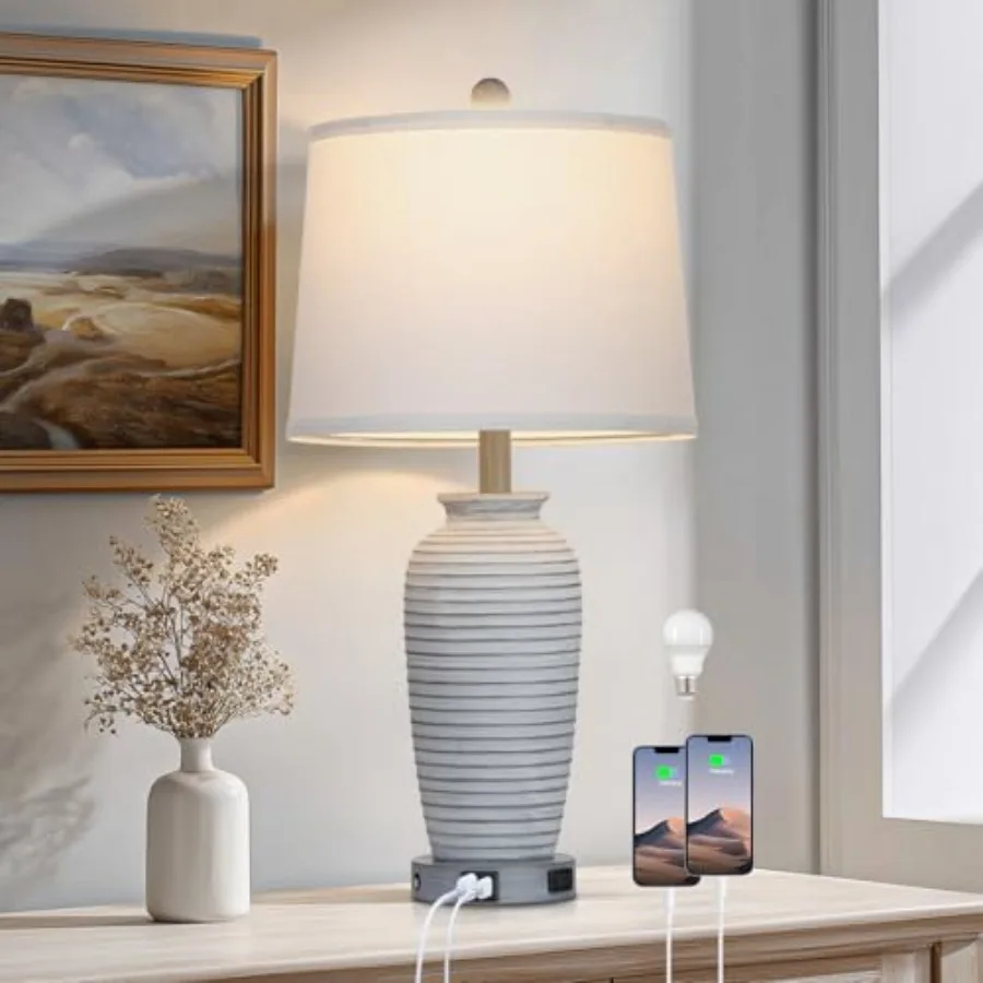 25" Vintage Farmhouse Jar Table Lamps, Single Rustic Bedside Lamp with USB A+C Ports and AC Outlet, Nightstand Lamps for Living
25" Vintage Farmhouse Jar Table Lamps, Single Rustic Bedside Lamp with USB A+C Ports and AC Outlet, Nightstand Lamps for Living