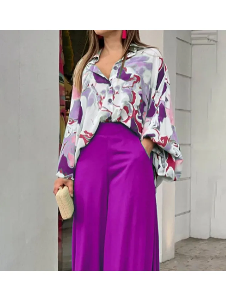 2025 Women Blouses Pant Set Printed Shirt Elegant V Neck Wide-leg Pants Lady Fashion Elegant Casual Two Piece Suit Ropa De Mujer
2025 Women Blouses Pant Set Printed Shirt Elegant V Neck Wide-leg Pants Lady Fashion Elegant Casual Two Piece Suit Ropa De Mujer