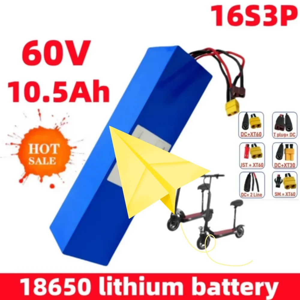 60V 10.5Ah 18650 Lithium Battery for All-Terrain Vehicle Scooter Motorcycle Tricycle Bike - High Power 800-1500W 16S3P Large Cap
60V 10.5Ah 18650 Lithium Battery for All-Terrain Vehicle Scooter Motorcycle Tricycle Bike - High Power 800-1500W 16S3P Large Cap