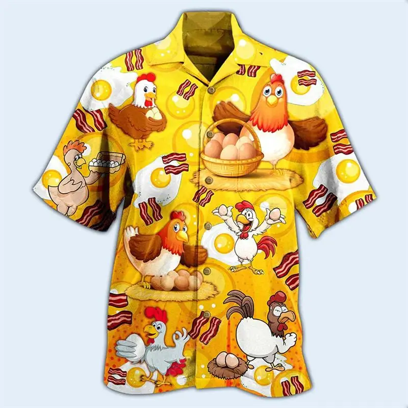 Hen Eggs Cartoon Printing Men's Shirts Funny Graphic Short Sleeve Tops Hawaiian Cardigan Male Casual Summer Clothing Holiday
Hen Eggs Cartoon Printing Men's Shirts Funny Graphic Short Sleeve Tops Hawaiian Cardigan Male Casual Summer Clothing Holiday
