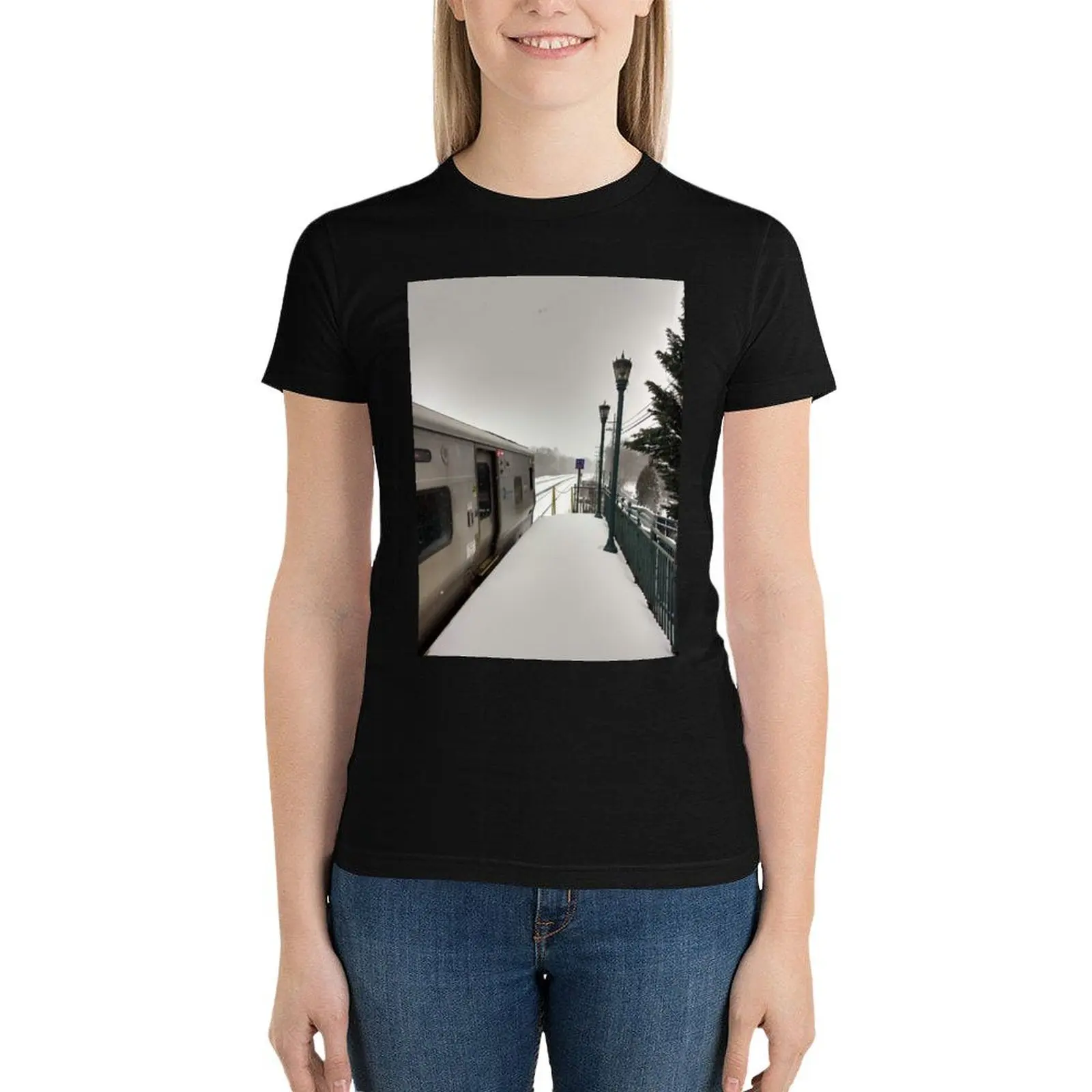 Snow Station T-Shirt tees cute tops t-shirts for Women cotton 
Snow Station T-Shirt tees cute tops t-shirts for Women cotton