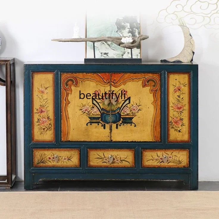 A57 New Chinese-style painted solid wood antique side cabinet retro and old hand-painted storage cabinet
A57 New Chinese-style painted solid wood antique side cabinet retro and old hand-painted storage cabinet