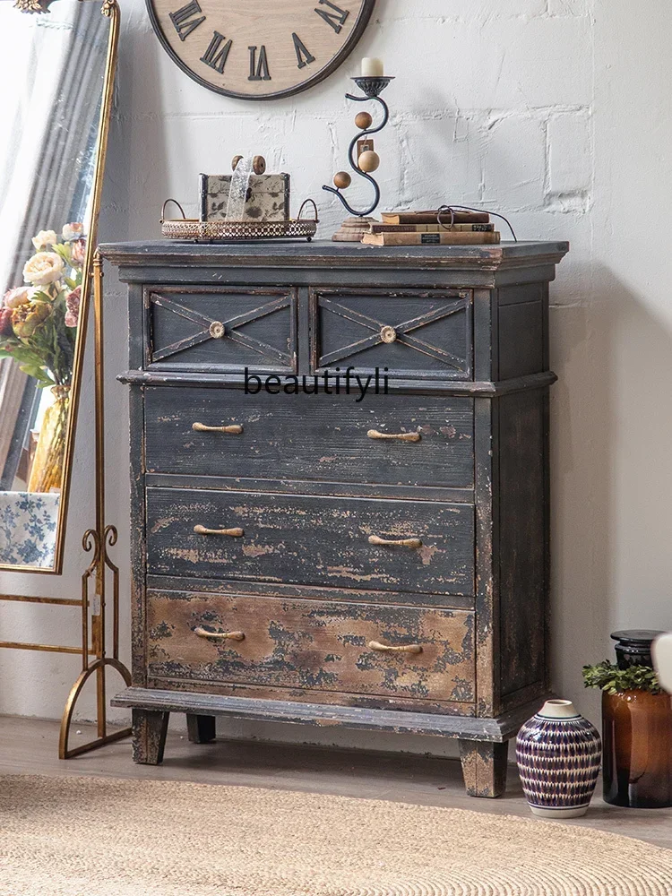 GG8lRetro Porch Chest of Drawers Solid Wood Distressed Mid-Ancient Side Cabinet Household Sundries Low Cabinet against the Wall
GG8lRetro Porch Chest of Drawers Solid Wood Distressed Mid-Ancient Side Cabinet Household Sundries Low Cabinet against the Wall