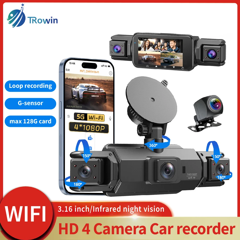 3Inch IPS WiFi 4cameras Dash Cam HD1080P Car DVR GPS Driving Recorder Wide Angle Night Vision Black Box Vehicle Accessories
3Inch IPS WiFi 4cameras Dash Cam HD1080P Car DVR GPS Driving Recorder Wide Angle Night Vision Black Box Vehicle Accessories
