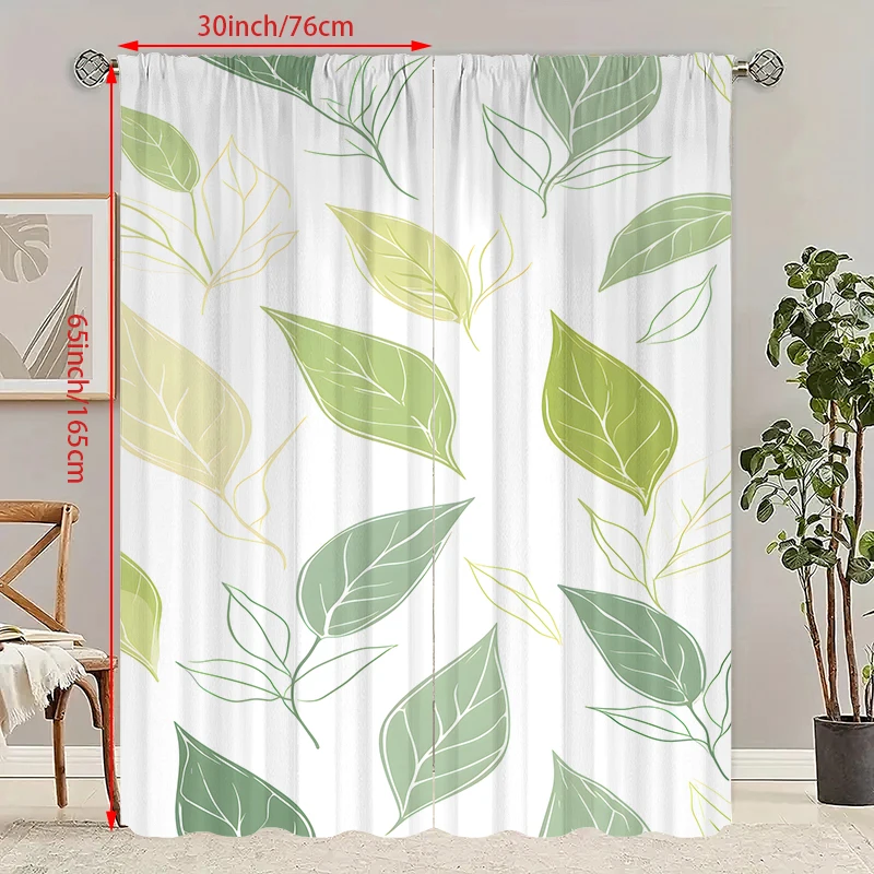 2Pcs- Fresh Leaves - Printed curtains, polyester semi-transparent curtains - suitable for bedroom curtains and living room decor
2Pcs- Fresh Leaves - Printed curtains, polyester semi-transparent curtains - suitable for bedroom curtains and living room decor