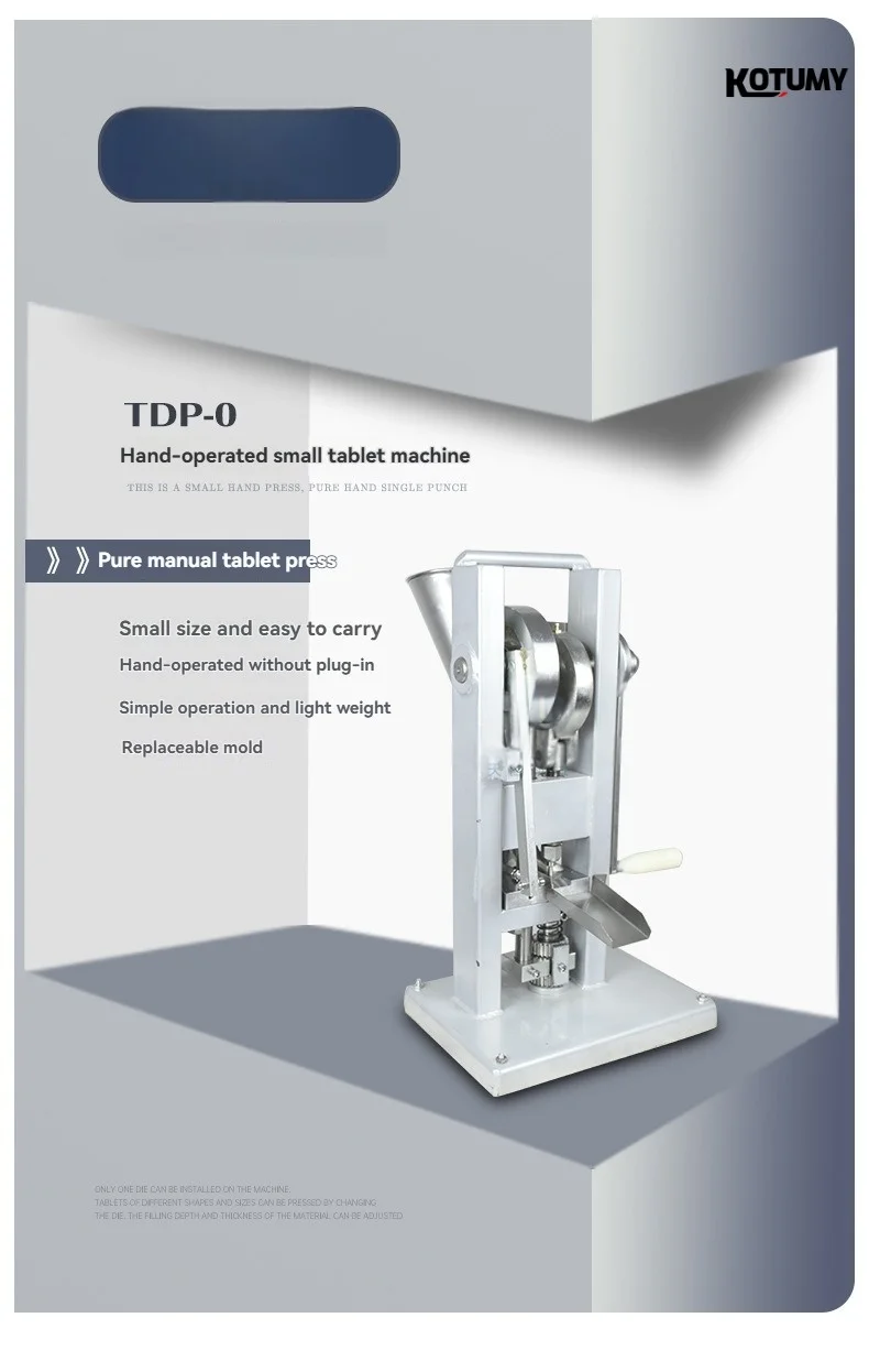 TDP-0 Hand Cranked Tablet Press Desktop VC Candy Pill Compressor Lab Experimental Teaching Equipment
TDP-0 Hand Cranked Tablet Press Desktop VC Candy Pill Compressor Lab Experimental Teaching Equipment