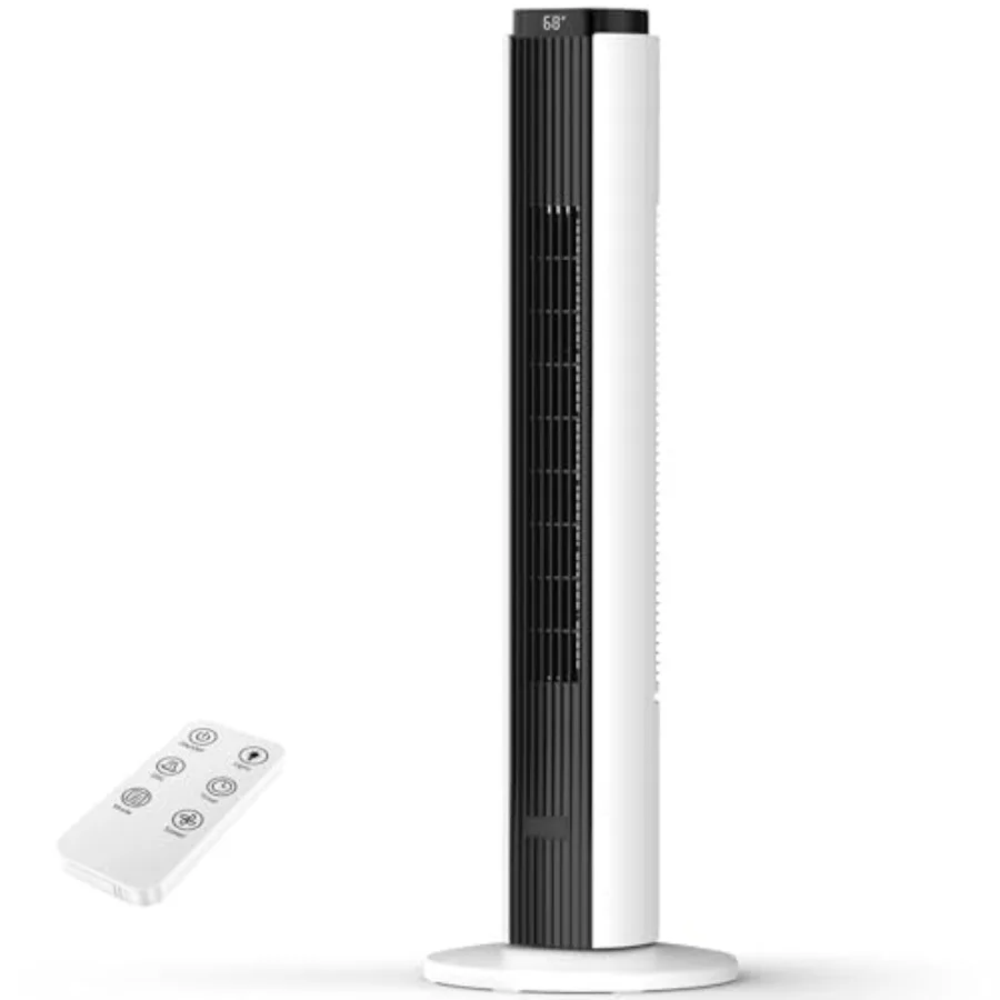 Tower Fan for Bedroom: Black White Bladeless Standing Fan, 23ft/s Quiet Operation, 4 Mode 6 Speeds 80 Oscillating 12H Timer, 37
Tower Fan for Bedroom: Black White Bladeless Standing Fan, 23ft/s Quiet Operation, 4 Mode 6 Speeds 80 Oscillating 12H Timer, 37