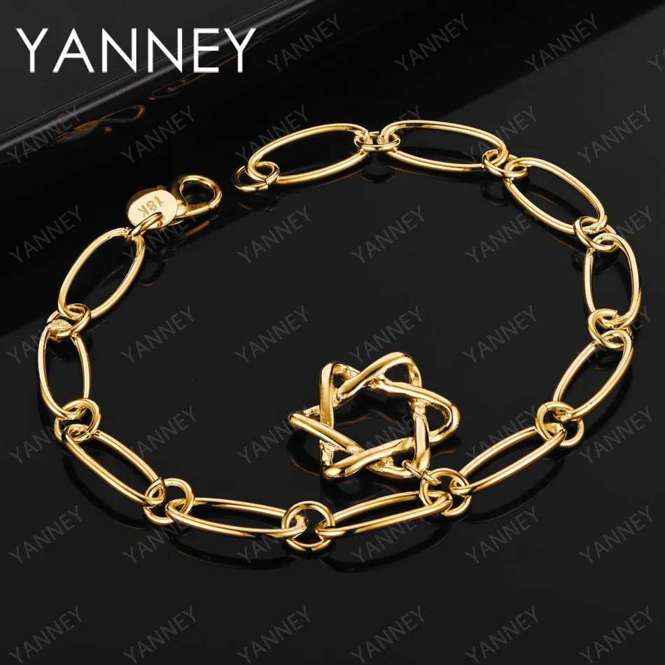 8 Inches Charm 925 Sterling Silver 18K Gold Simple Star Bracelet For Women Jewelry Accessories Fashion
8 Inches Charm 925 Sterling Silver 18K Gold Simple Star Bracelet For Women Jewelry Accessories Fashion