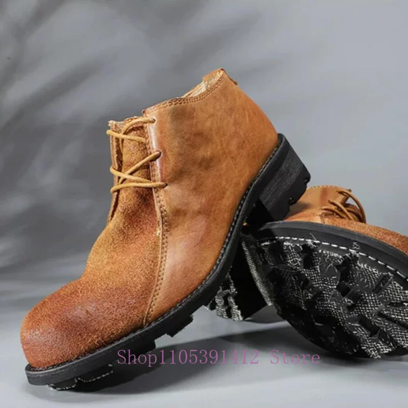 Handmade Goodyear British Ankle Boots Thick Sole Genuine Leather Big Round Toe Lace-up Men Wear-resistant Vintage Work Boots
Handmade Goodyear British Ankle Boots Thick Sole Genuine Leather Big Round Toe Lace-up Men Wear-resistant Vintage Work Boots