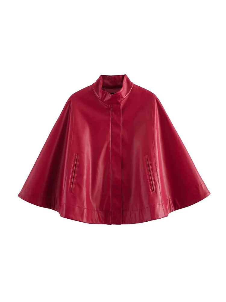 European and American style spring new women's clothing temperament fashion zipper leather short stand collar cape jacket
European and American style spring new women's clothing temperament fashion zipper leather short stand collar cape jacket
