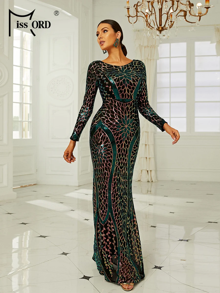 Missord New Long Sleeved Sequin Mermaid Evening Gown Round Neck Formal Occasion Wedding Birthday Party Maxi Dress
Missord New Long Sleeved Sequin Mermaid Evening Gown Round Neck Formal Occasion Wedding Birthday Party Maxi Dress