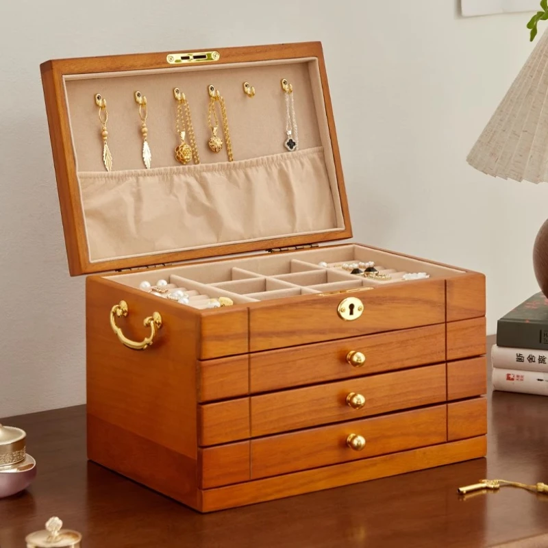 Wooden Retro Jewelry Box Multilayer Drawer Ring Necklace Storage Boxes Large Capacity Bracelet Jewelry Organizer Box with Lock
Wooden Retro Jewelry Box Multilayer Drawer Ring Necklace Storage Boxes Large Capacity Bracelet Jewelry Organizer Box with Lock