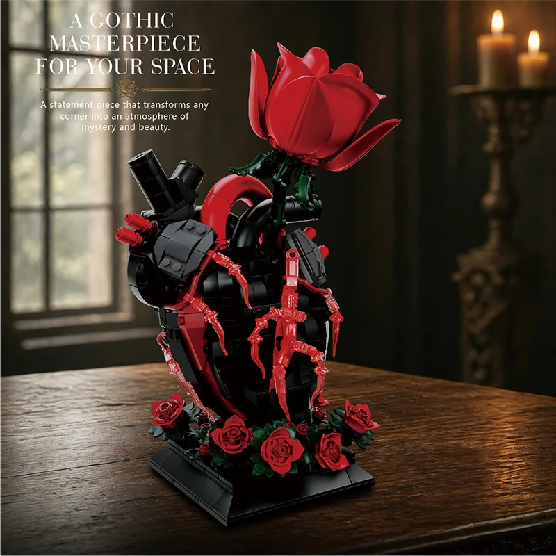 Gothic Style Heart Rose Building Blocks, Dark Eternal Flower Heart Rose Assembly, Creative Valentine's Day Gift for Couples, Artistic Desktop Decoration
Gothic Style Heart Rose Building Blocks, Dark Eternal Flower Heart Rose Assembly, Creative Valentine's Day Gift for Couples, Artistic Desktop Decoration
