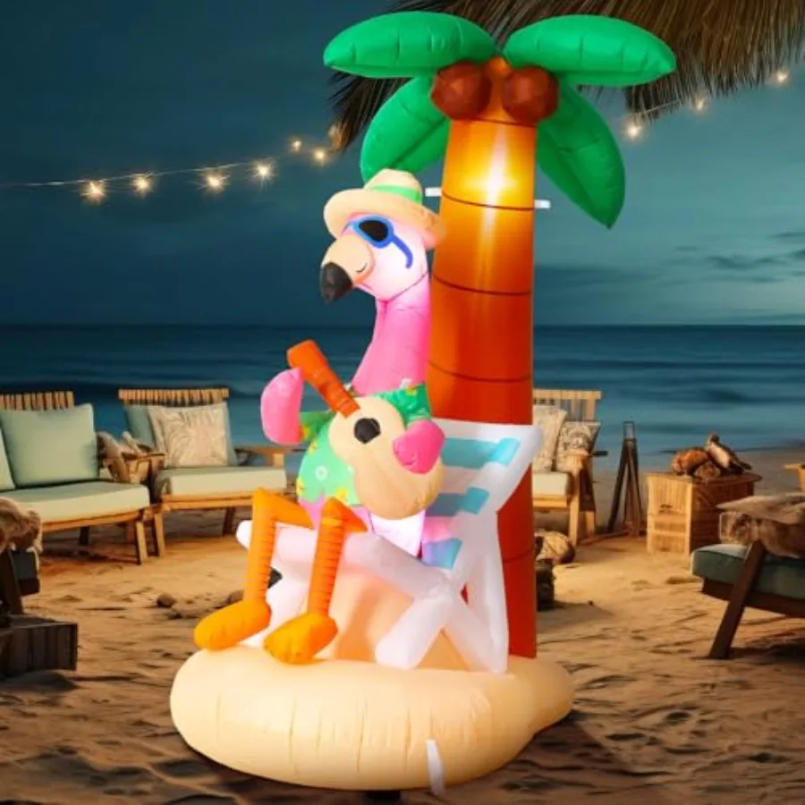 6 ft Inflatable Flamingo Beach Party Decor with Coconut Tree, Blow up Hawaiian Summer Tropical Pool Decoration for Outdoor Home
6 ft Inflatable Flamingo Beach Party Decor with Coconut Tree, Blow up Hawaiian Summer Tropical Pool Decoration for Outdoor Home