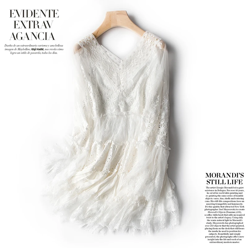 Women Christmas Party dresses Lace Embroidery Dress Women Beach Holiday Summer Clothing V-neck Solid Short Mini Dresses White 
Women Christmas Party dresses Lace Embroidery Dress Women Beach Holiday Summer Clothing V-neck Solid Short Mini Dresses White