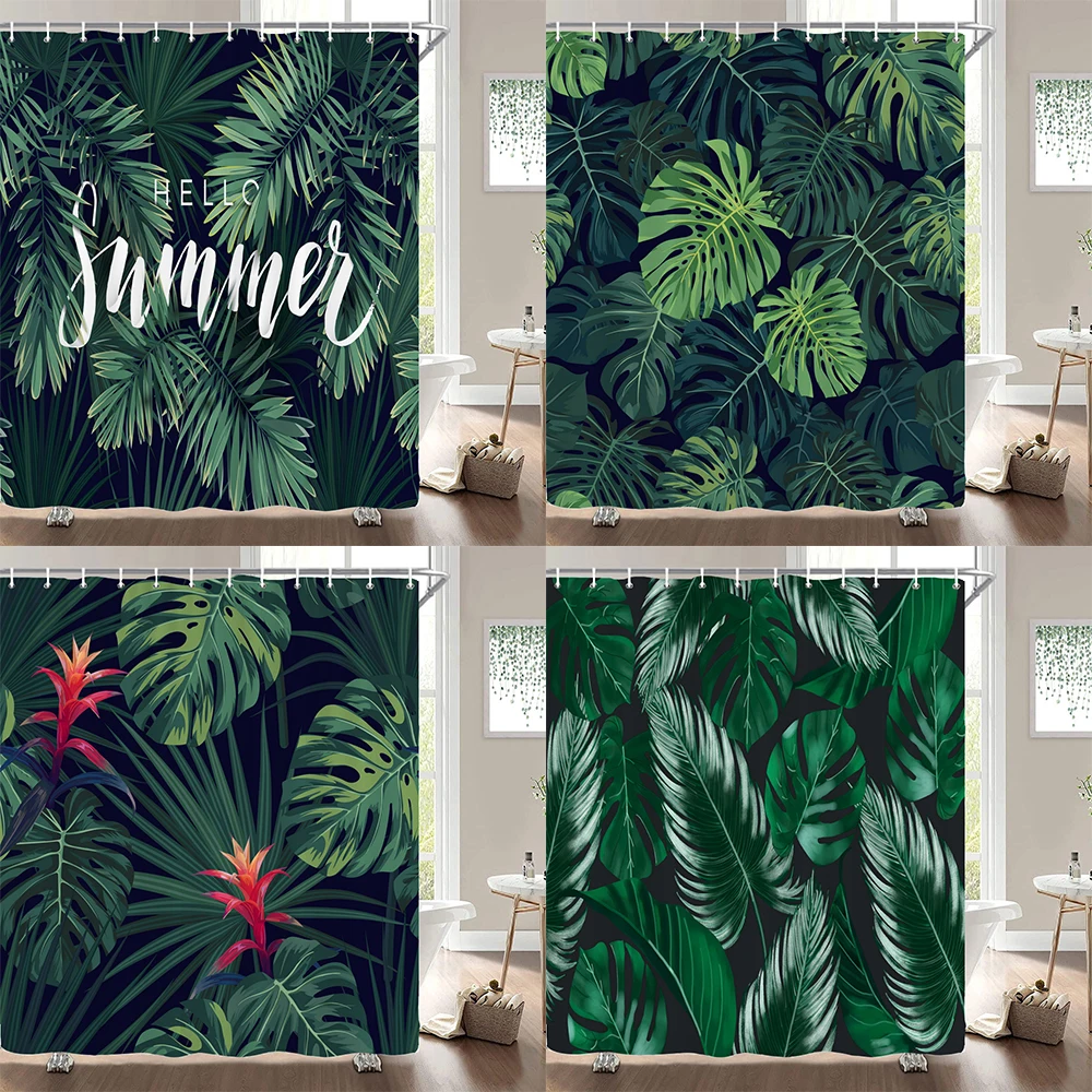 Tropical Green Plant Waterproof Shower Curtain Polyester Fabric Home Decor Palm Leaves Cactus Vines Flowers Bathroom Curtains
Tropical Green Plant Waterproof Shower Curtain Polyester Fabric Home Decor Palm Leaves Cactus Vines Flowers Bathroom Curtains