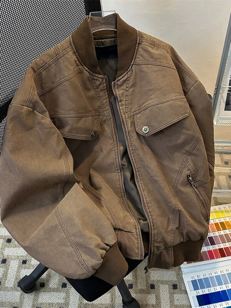 Vintage Brown Workwear Jacket Men's Trendy American Retro Baseball Uniform Loose Fit Youthful Style Long Sleeve Zipper Closure
Vintage Brown Workwear Jacket Men's Trendy American Retro Baseball Uniform Loose Fit Youthful Style Long Sleeve Zipper Closure