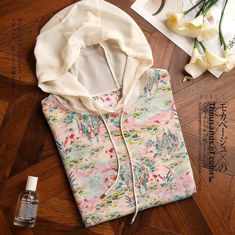 Qingdao Brand Loose Silk Short Sleeve T-Shirt Women's Printed Casual Hoodie Korean Style Floral Pattern Commute Friendly
Qingdao Brand Loose Silk Short Sleeve T-Shirt Women's Printed Casual Hoodie Korean Style Floral Pattern Commute Friendly